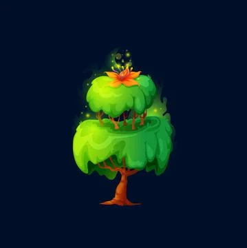 Fantastic alien magic tree with luminous leaves 스톡 일러스트