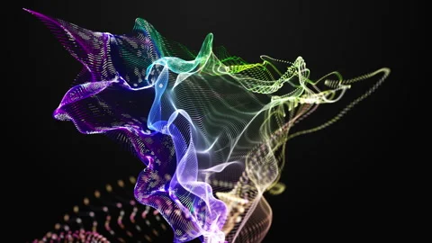Fantastic animation with particle wave object in slow motion, loop 4K 库存影片 340172387