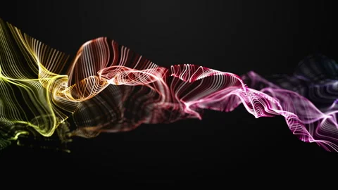 Fantastic animation with particle wave object in slow motion, loop 4K Stock Footage 341969250