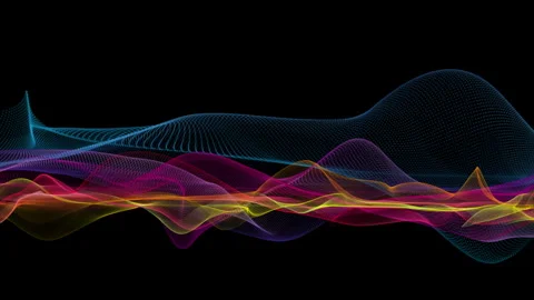 Fantastic animation with particle wave object in slow motion, loop 4K Stock Footage 341980213