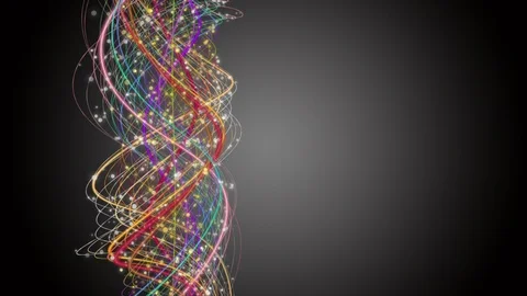 Fantastic animation with stripe object + particles in motion, 4096x2304 loop 4K Stockbeeldmateriaal 104220251