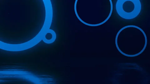 Fantastic background with blue space circles flashing at night like fireworks Stock Footage 170907775