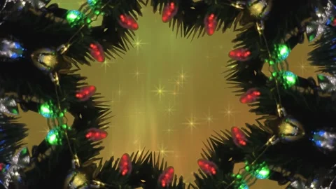 Fantastic background. Large green tree with lights. Burning candle. Stock-Footage 145408484