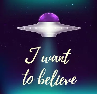 Fantastic background with UFO Stock Illustration