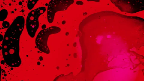 Fantastic black bubbles in red ink. Scientific experiment, chemical reactions. Stock Footage 149279125