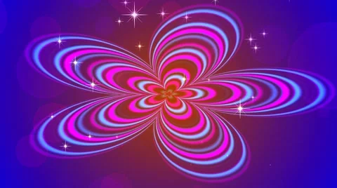 Fantastic blue abstract background with rainbow flower and flashes Видео 65820609