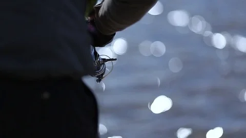 Fantastic closeup of trout angler Stock Footage 79931333