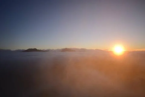 Fantastic cloudscape and sun at sunset time. Fantastic cloudscape and sun ... 스톡 사진