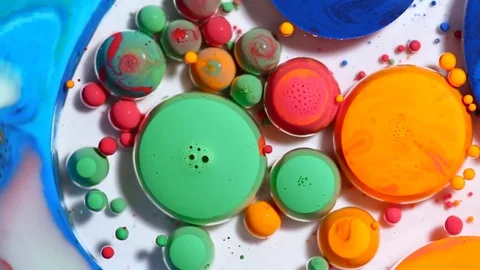 Fantastic colored bubbles of paint Stock Footage 84854798