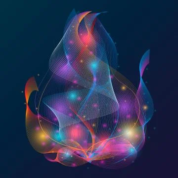 Fantastic composition of glowing abstract lines on a dark background. Stock Illustration