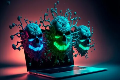 Fantastic computer virus,computer security breach due to virus attack Stockillustratie
