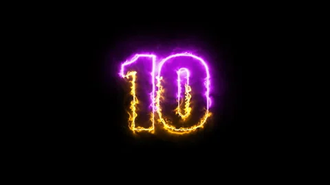 Fantastic Countdown From 1 To 10 Glowing Energized Digits Changing Fast On Black Stock Footage 165693161