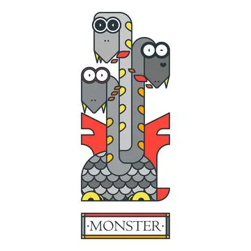 Fantastic dragon monster creature. Medieval legendary winged dragon Stock Illustration