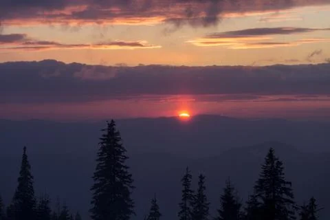 Fantastic evening winter landscape. Dramatic overcast sky 写真素材