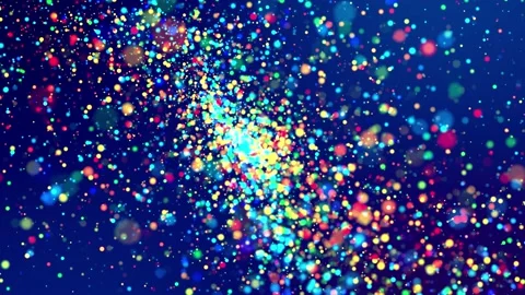 Fantastic festive abstract background of glitter magic multicolor particles fly Stock Footage 130176368