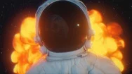 Fantastic Fire Explosion, Enveloping Astronaut In Space, An Accident On A Stock Footage