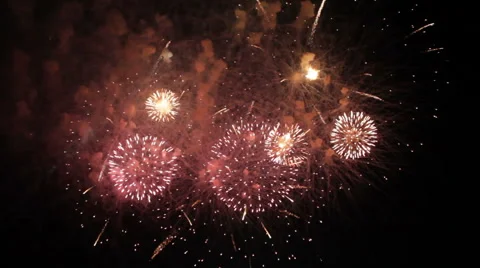 Fantastic Fireworks Exploding On Black Background in Slow motion Stock Footage 47826062