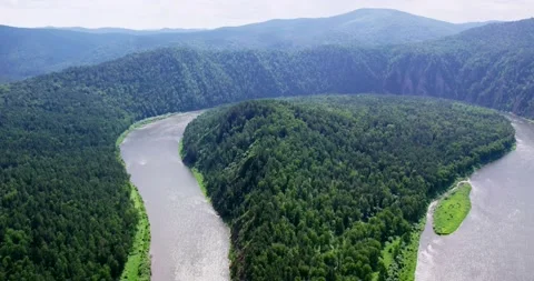Fantastic flight over the bend of the river Stock Footage 171041103