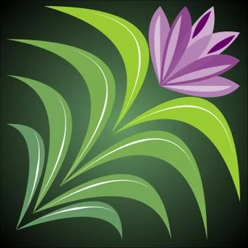 Fantastic flower on gradient background isolated, stylized purple flower Illustrazione stock