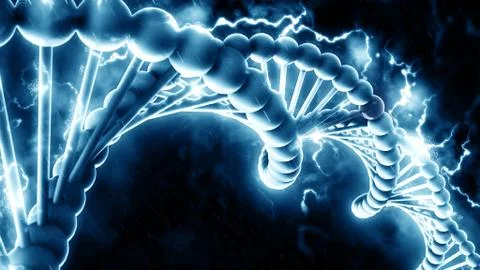 Fantastic human dna with fiery exploding background 3d render イラスト素材