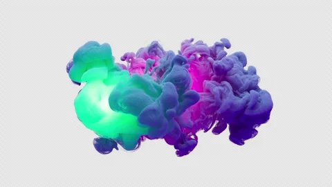 A fantastic illuminated explosion forming a cloud of gradient colors. From Alpha Video stock 312109677