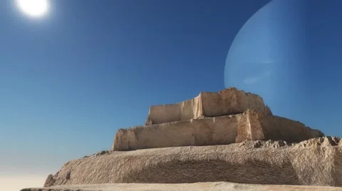 Fantastic landscape and a distant planet Stock-Footage 62517735