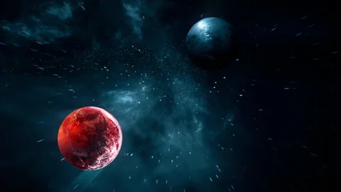 Fantastic Landscape with Planets Stock Footage 228468951