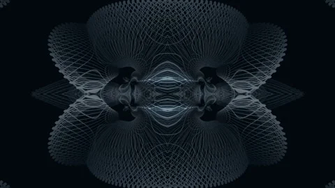 Fantastic loop animation of a symmetrical wire structure. 3d rendering 4K Stock Footage 231111977