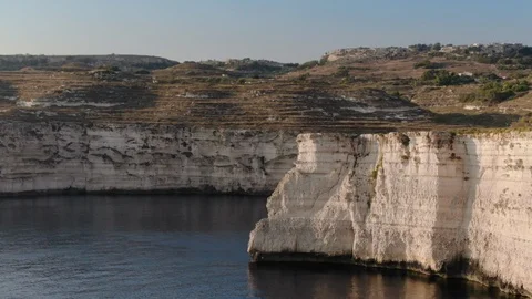 Fantastic Low Aerial View of Dingli Cliffs in Malta Stock Footage 112835750