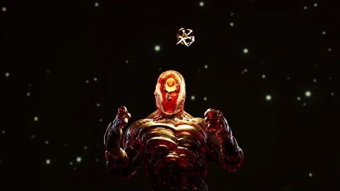 A fantastic man from another dimension, levitating geometry against stars Video stock 209481574