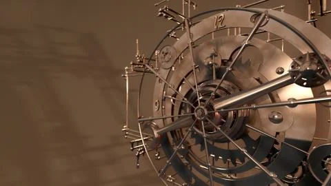 Fantastic mechanical clock Stock Illustration