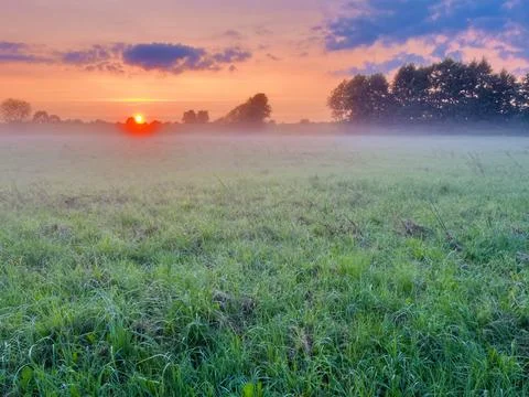 Fantastic misty sunset Foto stock