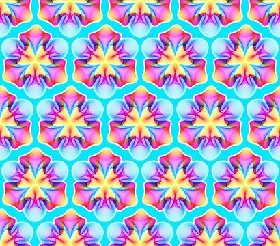 Fantastic neon flower seamless pattern, abstract shape with lots of blendin.. 스톡 일러스트