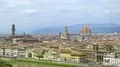Fantastic panoramic view of river, buildings and church of Santa Maria del Fiore HD Footage