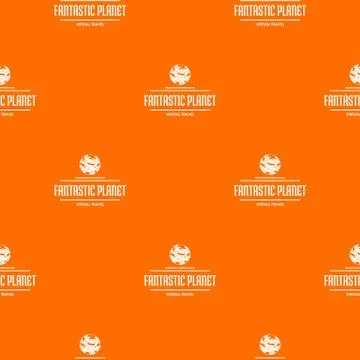 Fantastic planet pattern vector orange Stock Illustration