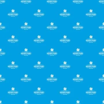 Fantastic planet pattern vector seamless blue Illustrazione stock