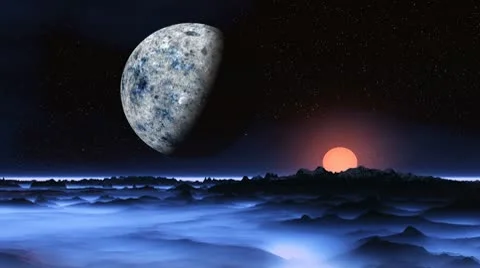 Fantastic planet. Rising and calling. Stock Footage 10678331