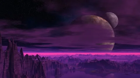 Fantastic planet. Two moon. Stock Footage 10685716