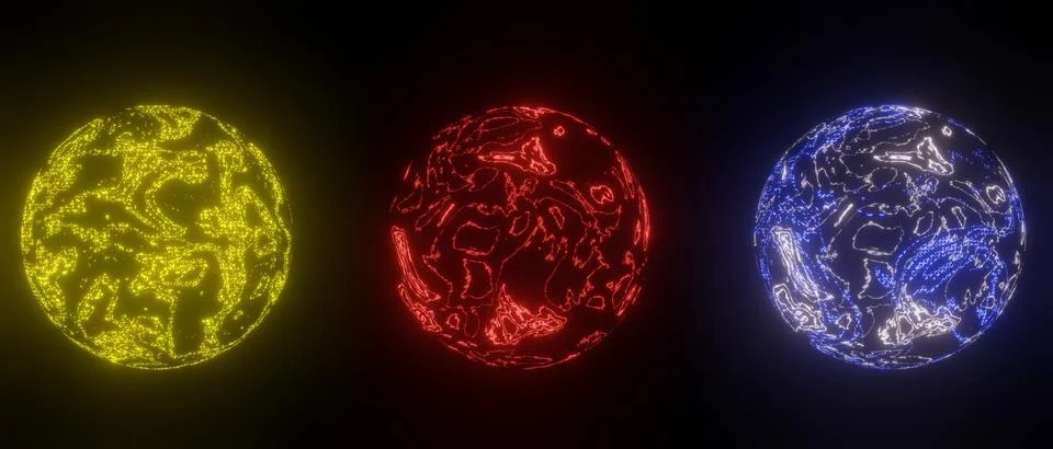 Fantastic planets of the solar system isolated on black background 3d rende.. 스톡 일러스트