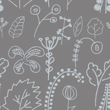 Fantastic plants seamless pattern Stock Illustration