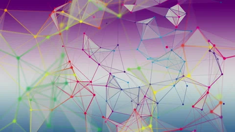 Fantastic plexus animation with glowing triangles in motion, 4096x2304 loop 4K Vídeos de archivo 144453442