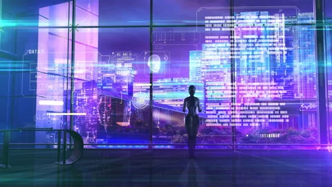Fantastic plot with android and data, 3D render. Stock Footage 167288765