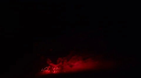 Fantastic red fireworks explotion at the night Stock Footage 67957154
