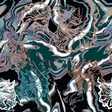Fantastic seamless pattern with Fluid Art in calm trendy halftones. Illustrazione stock
