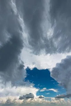 Fantastic soft thunderclouds, sky panorama 库存照片
