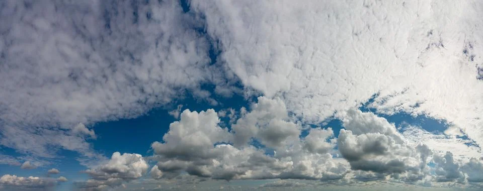 Fantastic soft thunderclouds, sky panorama Stock Photos