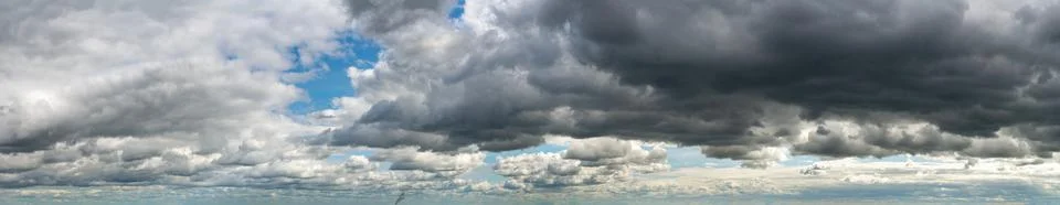 Fantastic soft thunderclouds, sky panorama Stock Photos