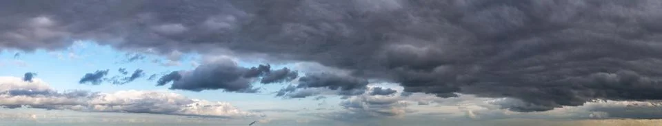 Fantastic soft thunderclouds, sky panorama Stock Photos