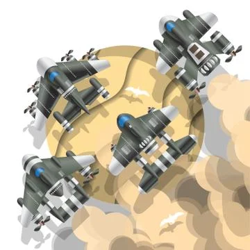 Fantastic spaceships. Stock Illustration