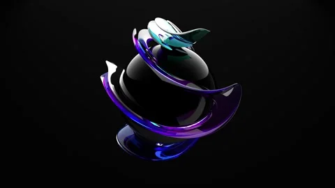 Fantastic sphere with waves of purple and blue liquid glass Stock Footage 312534568